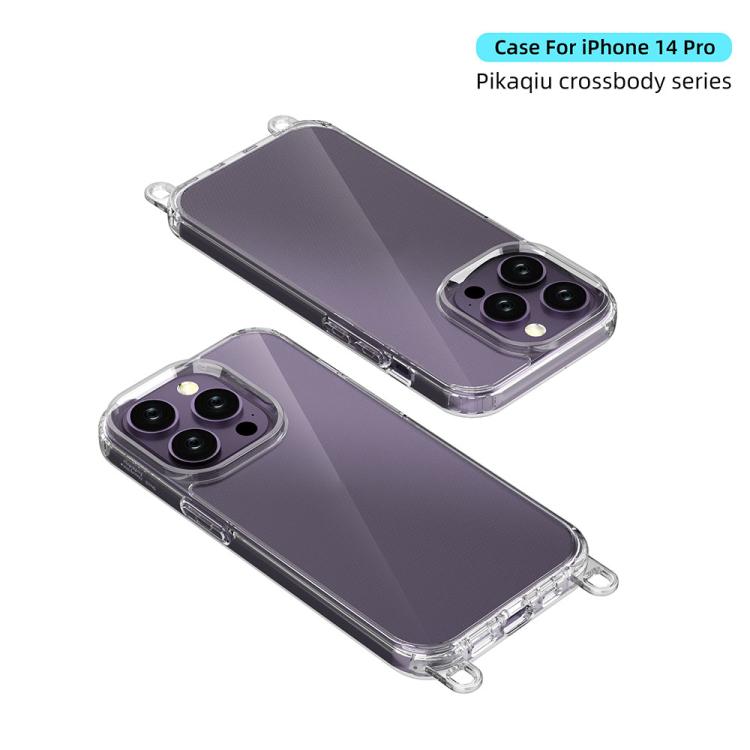 For iPhone 14 Pro Kalebol Minimalist High Transparency Multi Color Lanyard Hole Phone Case(Silver) by Kalebol