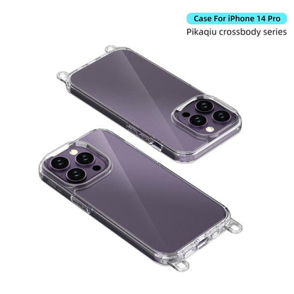 For iPhone 14 Pro Kalebol Minimalist High Transparency Multi Color Lanyard Hole Phone Case(Silver) by Kalebol