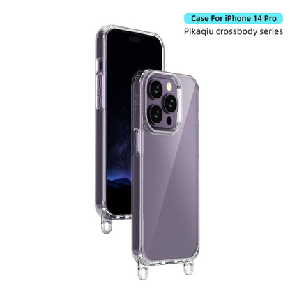 For iPhone 14 Pro Kalebol Minimalist High Transparency Multi Color Lanyard Hole Phone Case(Silver) by Kalebol