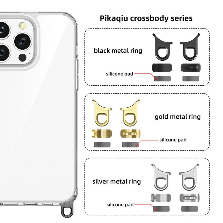 For iPhone 14 Pro Max Kalebol Minimalist High Transparency Multi Color Lanyard Hole Phone Case(Silver) by Kalebol