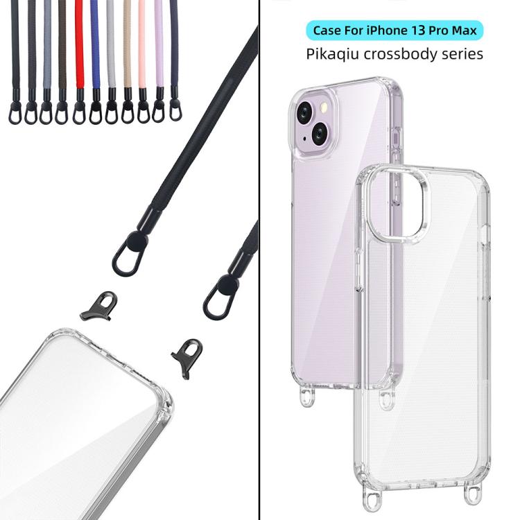 For iPhone 13 Pro Max Kalebol Minimalist High Transparency Multi Color Lanyard Hole Phone Case(Silver) by Kalebol