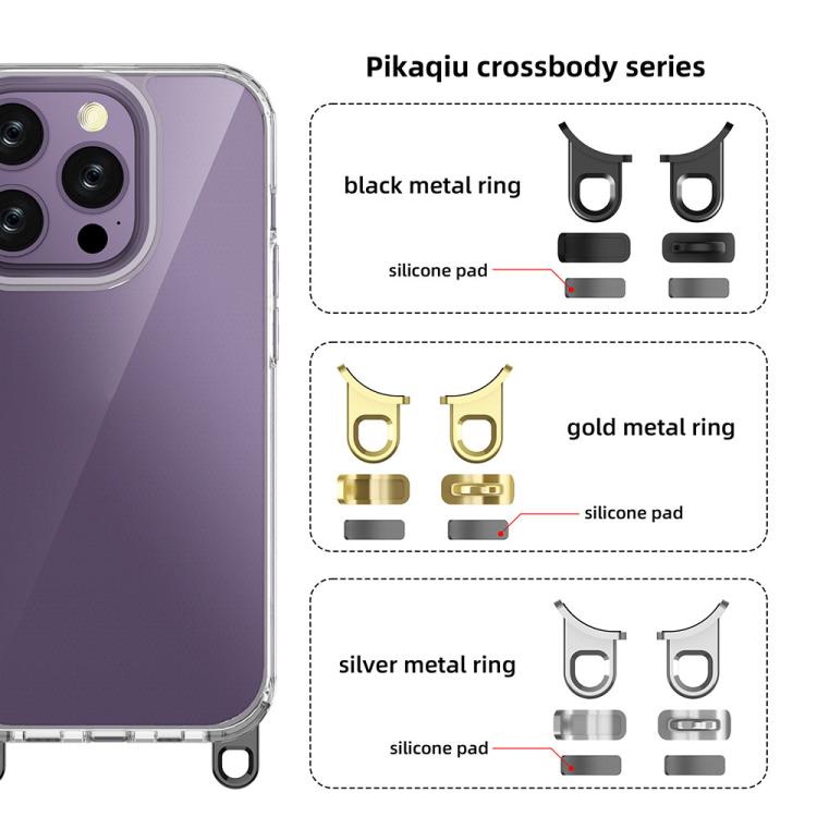 For iPhone 13 Pro Kalebol Minimalist High Transparency Multi Color Lanyard Hole Phone Case(Black) by Kalebol