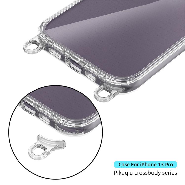 For iPhone 13 Pro Kalebol Minimalist High Transparency Multi Color Lanyard Hole Phone Case(Black) by Kalebol