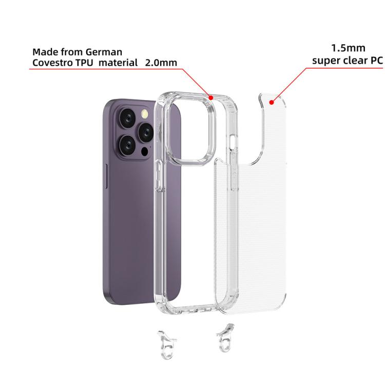 For iPhone 13 Pro Kalebol Minimalist High Transparency Multi Color Lanyard Hole Phone Case(Black) by Kalebol