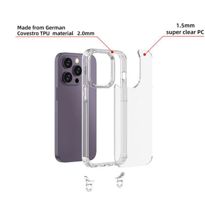 For iPhone 13 Pro Kalebol Minimalist High Transparency Multi Color Lanyard Hole Phone Case(Black) by Kalebol