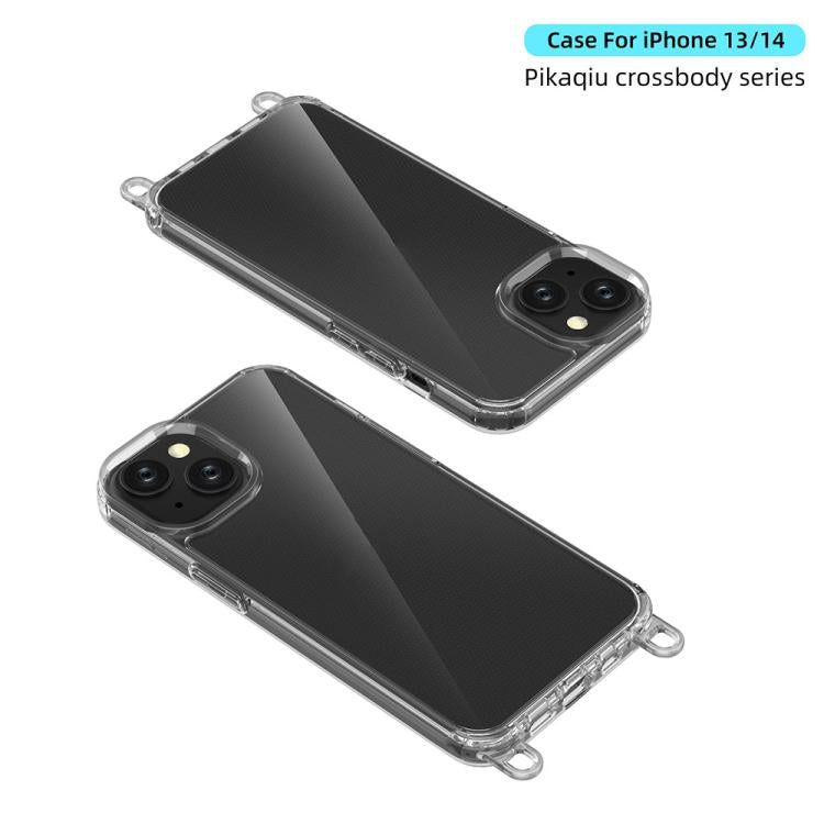 For iPhone 13 Kalebol Minimalist High Transparency Multi Color Lanyard Hole Phone Case(Gold) by Kalebol