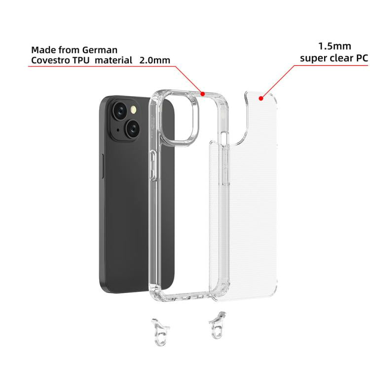 For iPhone 13 Kalebol Minimalist High Transparency Multi Color Lanyard Hole Phone Case(Gold) by Kalebol