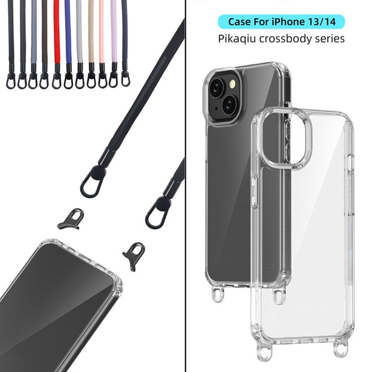 For iPhone 13 Kalebol Minimalist High Transparency Multi Color Lanyard Hole Phone Case(Gold) by Kalebol