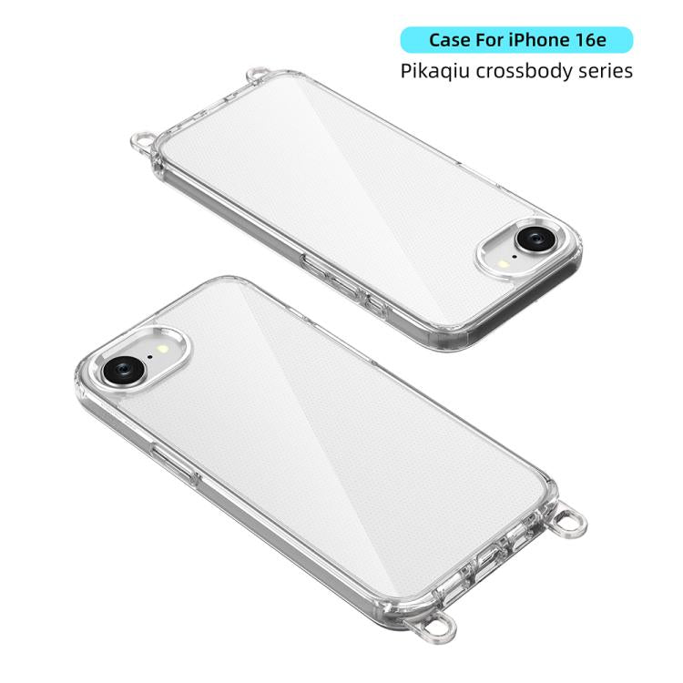 For iPhone 16e Kalebol Minimalist High Transparency Multi Color Lanyard Hole Phone Case(Transparent) by Kalebol