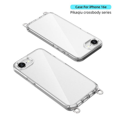 For iPhone 16e Kalebol Minimalist High Transparency Multi Color Lanyard Hole Phone Case(Transparent) by Kalebol