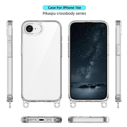 For iPhone 16e Kalebol Minimalist High Transparency Multi Color Lanyard Hole Phone Case(Transparent) by Kalebol