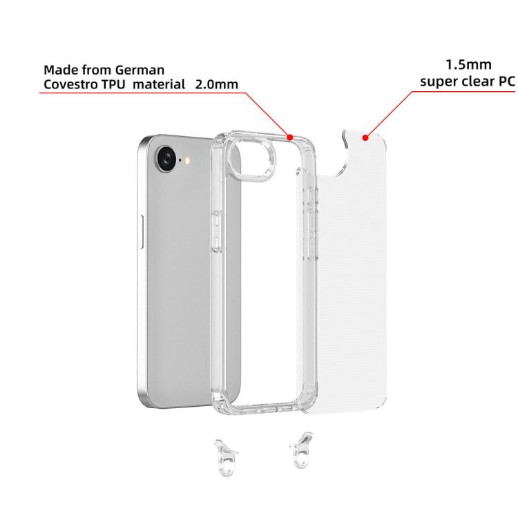 For iPhone 16e Kalebol Minimalist High Transparency Multi Color Lanyard Hole Phone Case(Transparent) by Kalebol