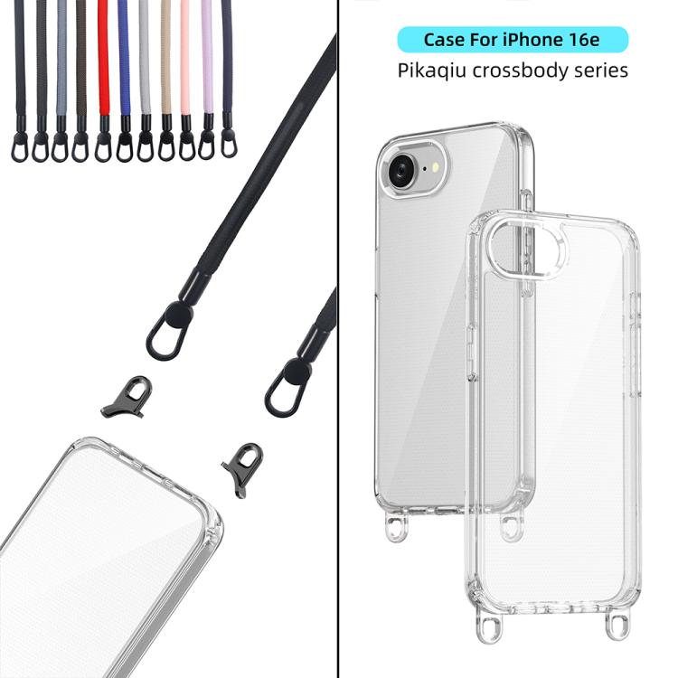 For iPhone 16e Kalebol Minimalist High Transparency Multi Color Lanyard Hole Phone Case(Transparent) by Kalebol