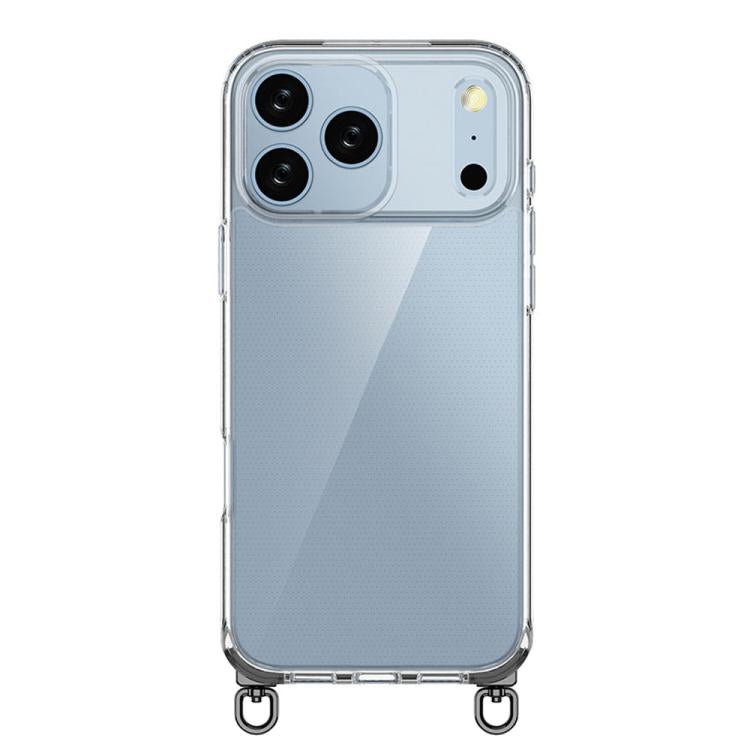 For iPhone 17 Pro Max Kalebol Minimalist High Transparency Multi Color Rotating Lanyard Hole Phone Case(Black) by Kalebol