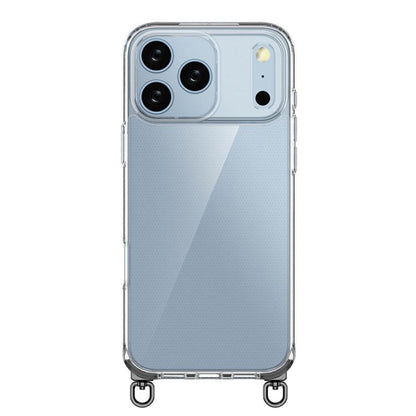 For iPhone 17 Pro Max Kalebol Minimalist High Transparency Multi Color Rotating Lanyard Hole Phone Case(Black) by Kalebol