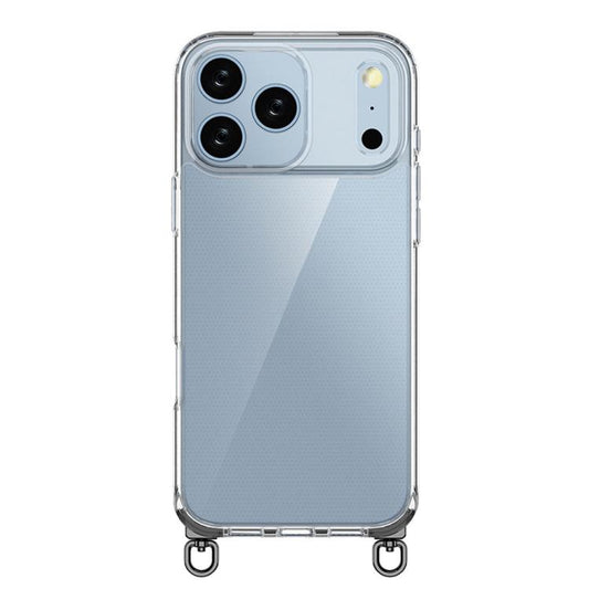 For iPhone 17 Pro Max Kalebol Minimalist High Transparency Multi Color Rotating Lanyard Hole Phone Case(Black) by Kalebol