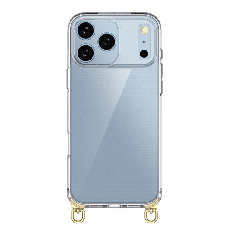 For iPhone 17 Pro Max Kalebol Minimalist High Transparency Multi Color Rotating Lanyard Hole Phone Case(Gold) by Kalebol