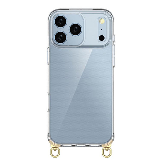 For iPhone 17 Pro Max Kalebol Minimalist High Transparency Multi Color Rotating Lanyard Hole Phone Case(Gold) by Kalebol