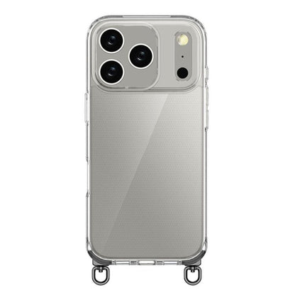 For iPhone 17 Pro Kalebol Minimalist High Transparency Multi Color Rotating Lanyard Hole Phone Case(Black) by Kalebol