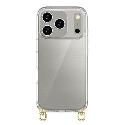For iPhone 17 Pro Kalebol Minimalist High Transparency Multi Color Rotating Lanyard Hole Phone Case(Gold) by Kalebol