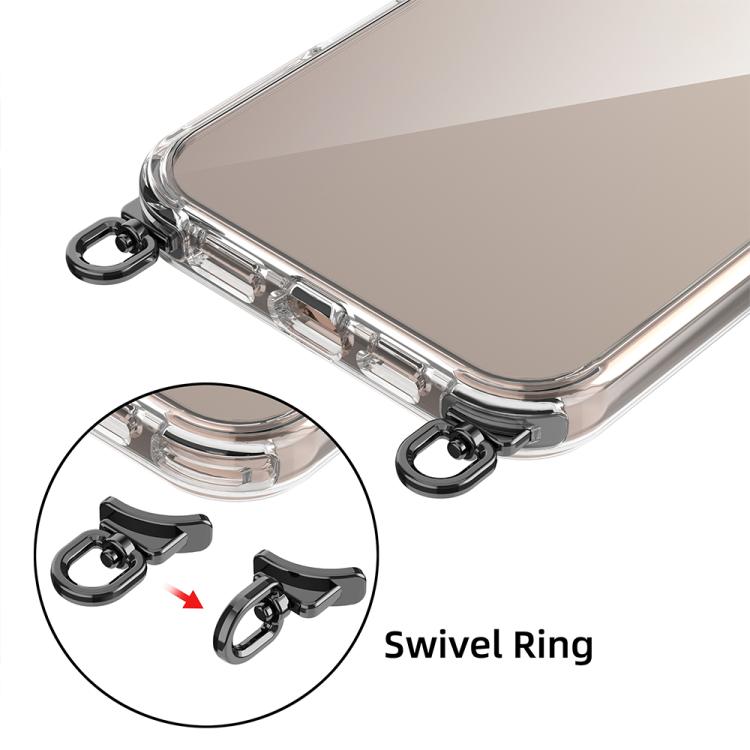 For iPhone 16 Kalebol Minimalist High Transparency Multi Color Rotating Lanyard Hole Phone Case(Silver) by Kalebol