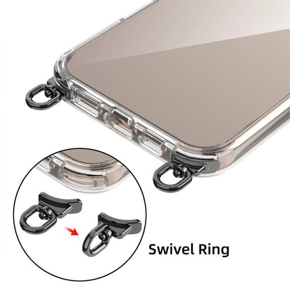 For iPhone 17 Kalebol Minimalist High Transparency Multi Color Rotating Lanyard Hole Phone Case(Silver) by Kalebol