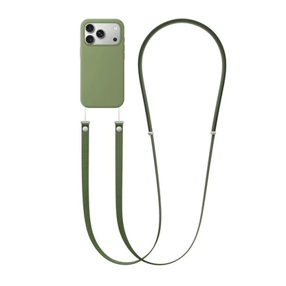 For iPhone 17 Pro Max Crossbody Imitation Nylon Magnetic Liquid Pop-Up Animation Liquid Silicone Phone Case(Light Jade Green) by Kalebol