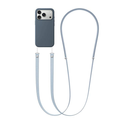 For iPhone 17 Pro Crossbody Imitation Nylon Magnetic Liquid Pop-Up Animation Liquid Silicone Phone Case(Anchor Blue) by Kalebol