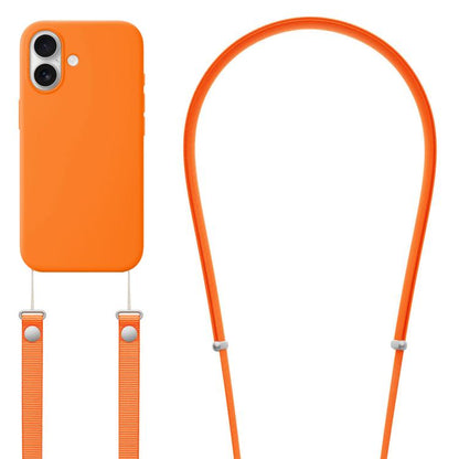 For iPhone 17 Crossbody Imitation Nylon Magnetic Liquid Pop-Up Animation Liquid Silicone Phone Case(Orange) by Kalebol