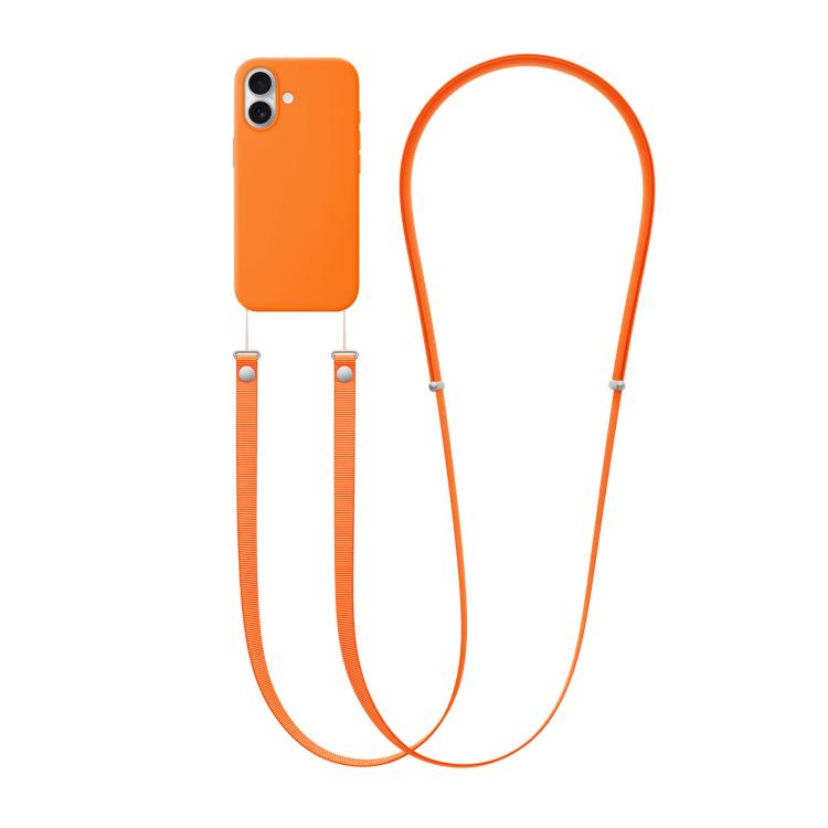 For iPhone 17 Crossbody Imitation Nylon Magnetic Liquid Pop-Up Animation Liquid Silicone Phone Case(Orange) by Kalebol