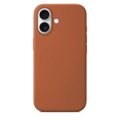 For iPhone 17 Crossbody Imitation Nylon Magnetic Liquid Pop-Up Animation Liquid Silicone Phone Case(Terracotta) by Kalebol
