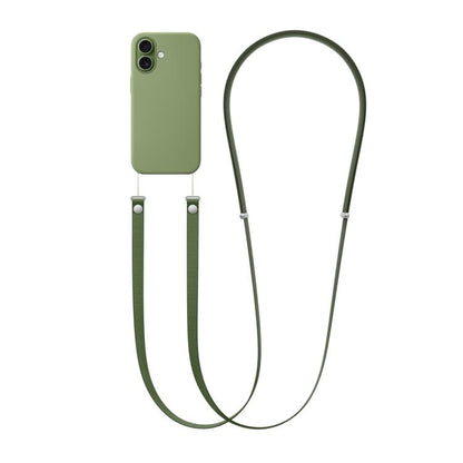 For iPhone 17 Crossbody Imitation Nylon Magnetic Liquid Pop-Up Animation Liquid Silicone Phone Case(Light Jade Green) by Kalebol