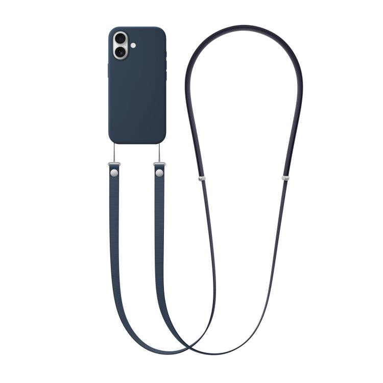 For iPhone 17 Crossbody Imitation Nylon Magnetic Liquid Pop-Up Animation Liquid Silicone Phone Case(Midnight) by Kalebol