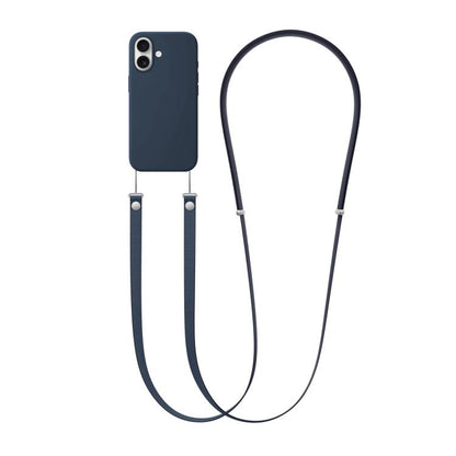 For iPhone 17 Crossbody Imitation Nylon Magnetic Liquid Pop-Up Animation Liquid Silicone Phone Case(Midnight) by Kalebol