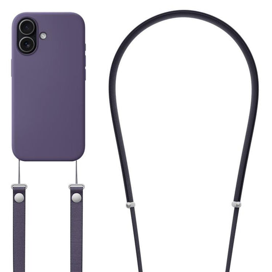 For iPhone 17 Crossbody Imitation Nylon Magnetic Liquid Pop-Up Animation Liquid Silicone Phone Case(Purple) by Kalebol