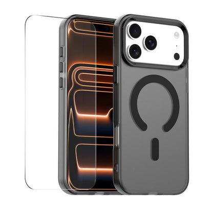 For iPhone 17 Pro Max ENKAY Hat-Prince MagSafe Candy Color Phone Case with Thick Adhesive Glass Film(Black) by ENKAY