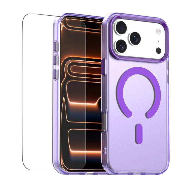 For iPhone 17 Pro Max ENKAY Hat-Prince MagSafe Candy Color Phone Case with Thick Adhesive Glass Film(Purple) by ENKAY