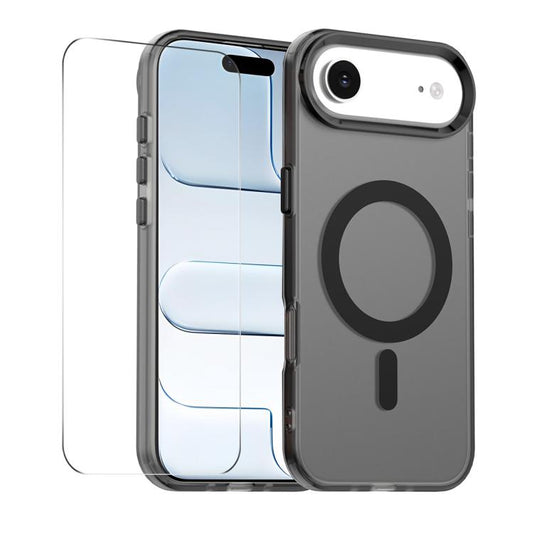 For iPhone Air ENKAY Hat-Prince MagSafe Candy Color Phone Case with Thick Adhesive Glass Film(Black) by ENKAY