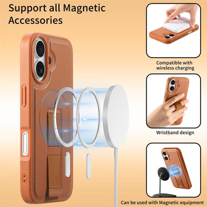 For iPhone 17 CaseNeo Finger Grip Wristband MagSafe Back Phone Case(Brown) by CaseNeo