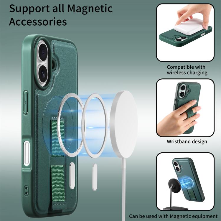 For iPhone 17 CaseNeo Finger Grip Wristband MagSafe Back Phone Case(Green) by CaseNeo