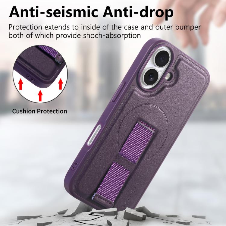 For iPhone 17 CaseNeo Finger Grip Wristband MagSafe Back Phone Case(Purple) by CaseNeo