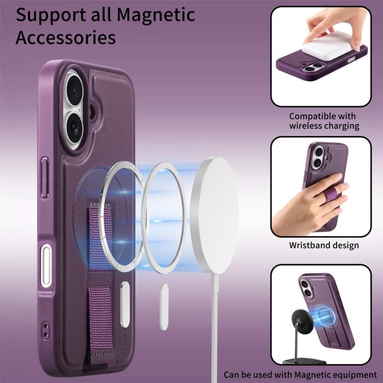 For iPhone 17 CaseNeo Finger Grip Wristband MagSafe Back Phone Case(Purple) by CaseNeo