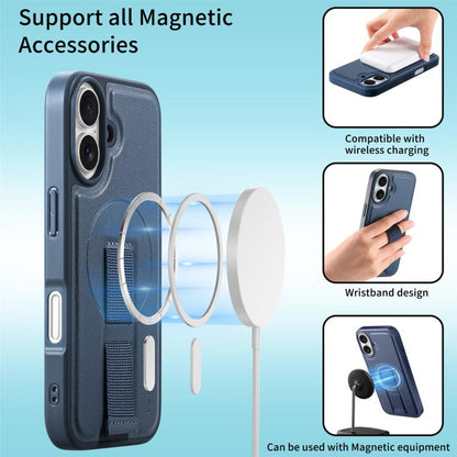 For iPhone 17 CaseNeo Finger Grip Wristband MagSafe Back Phone Case(Blue) by CaseNeo