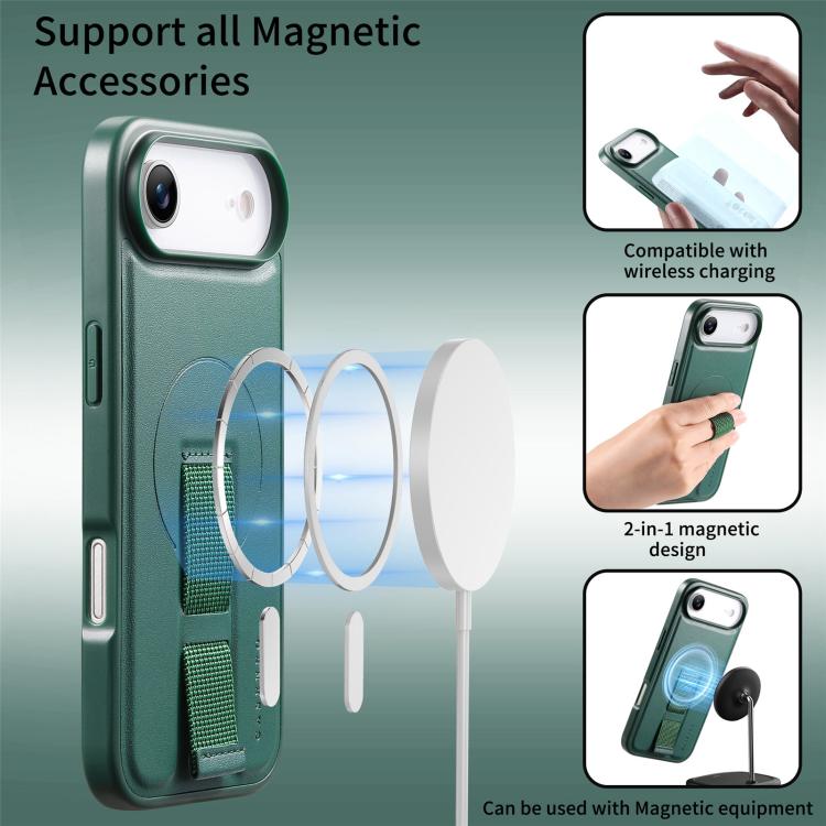 For iPhone Air CaseNeo Finger Grip Wristband MagSafe Back Phone Case(Green) by CaseNeo