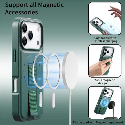 For iPhone 17 Pro CaseNeo Finger Grip Wristband MagSafe Back Phone Case(Green) by CaseNeo