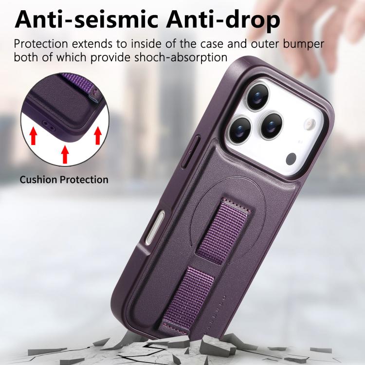 For iPhone 17 Pro CaseNeo Finger Grip Wristband MagSafe Back Phone Case(Purple) by CaseNeo