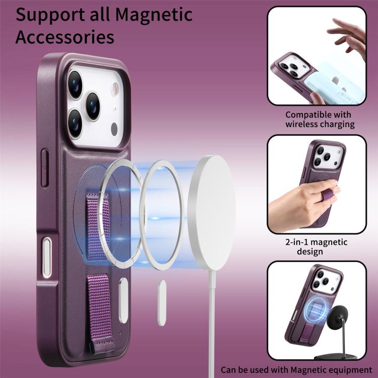 For iPhone 17 Pro CaseNeo Finger Grip Wristband MagSafe Back Phone Case(Purple) by CaseNeo