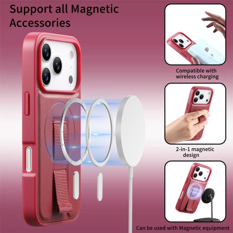 For iPhone 17 Pro CaseNeo Finger Grip Wristband MagSafe Back Phone Case(Red) by CaseNeo