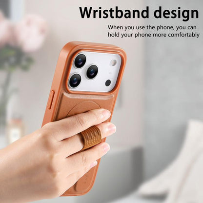 For iPhone 17 Pro Max CaseNeo Finger Grip Wristband MagSafe Back Phone Case(Brown) by CaseNeo