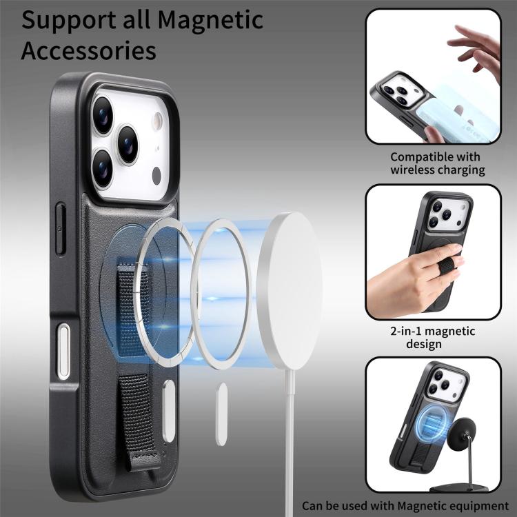 For iPhone 17 Pro Max CaseNeo Finger Grip Wristband MagSafe Back Phone Case(Black) by CaseNeo